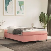  Bedframe fluweel roze 140x200 cm